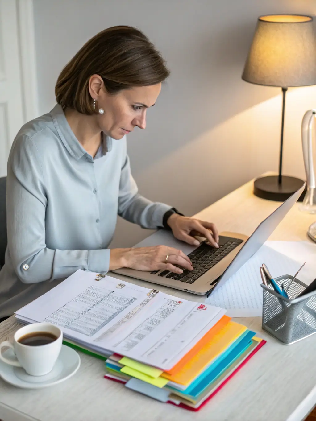 A person working on a laptop, focused on upskilling through an online course.